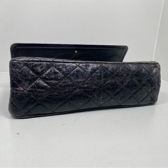 Chanel reissue 2.55 Flag Bag Quilted Glazed Calf Skin Silver Jumbo - Picture 6 of 12